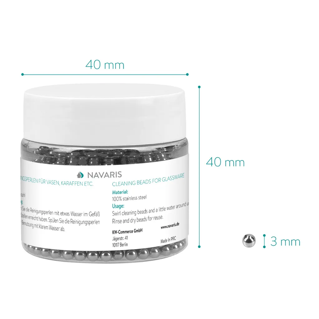Navaris Reinigungsperlen Aus Edelstahl Für Karaffen Flaschen - 1.000 Reinigungskugeln Set - Kugeln Für Dekanter Vase Glas Glaskaraffe Wasserkaraffe Reinigen – Bild 2