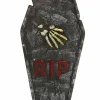 Elite Halloween-Grabstein RIP Mit Knochenhand Grau-gelb-rot 59x35cm
