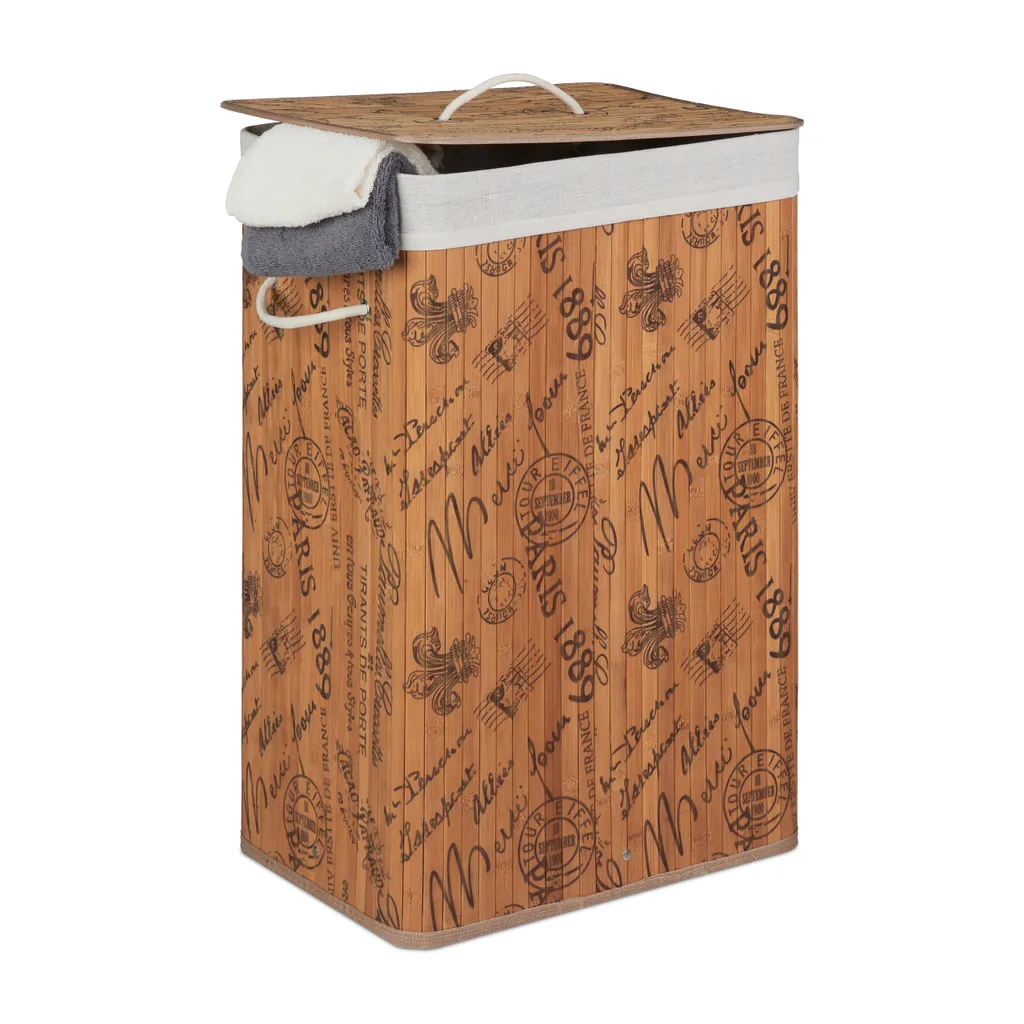 Relaxdays Wäschekorb Bambus Faltbar