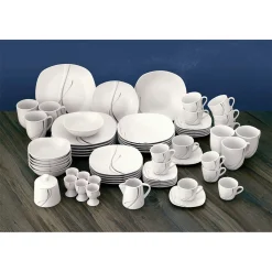 Van-Well Van Well Kombiservice Silver Night 62-tlg 6 Personen, Tafel + Kaffee + Zubehör, Linien-Dekor