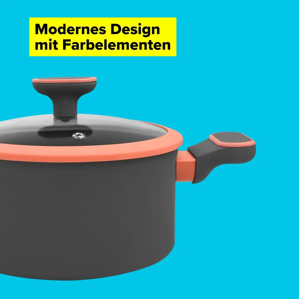 Tasty Antihaft-Kochtopf 20 Cm, Kleiner Bratentopf Mit Glasdeckel Und Softtouch-Griffen – Bild 6