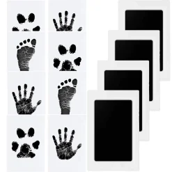 Mmgoqqt Baby Handabdruck Und Fußabdruck Set, 4 Pcs Baby Fussabdruck Set, Baby Abdruckset Für Neugeborene, Pfotenabdruck Set Hund, Pfotenabdruck Set Katze, Clean Touch Stempelkissen Für Baby Shower