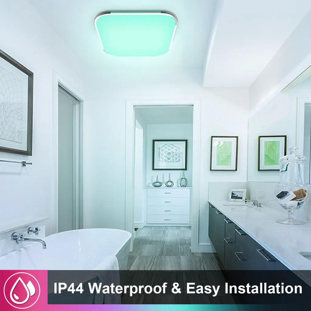 Lospitch Led Deckenleuchte Deckenleuchten RGB Dimmbar Deckenlampe Mit Fernbedienung Lampe Fuer Wohnzimmer Kinderzimmer Schlafzimmer Flur Kueche Buero Modern IP44 36W – Bild 5