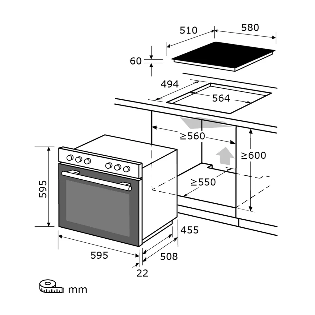 Exquisit EHE 156-2.1 U-Set Einbau-Herd Glaskeramikkochfeld | Ober-/Unterhitze | Inox – Bild 6