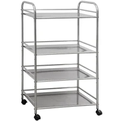 Eyepower Edelstahl Küchenwagen 4 Etagen 60x35x100cm Servierwagen Rollregal Bad-Rollwagen