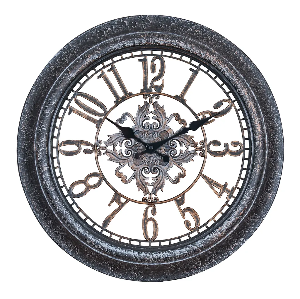 Levandeo Wanduhr 40x40cm Ornamente Schwarz Kupfer Shabby Chic Vintage Uhr Deko Industrial