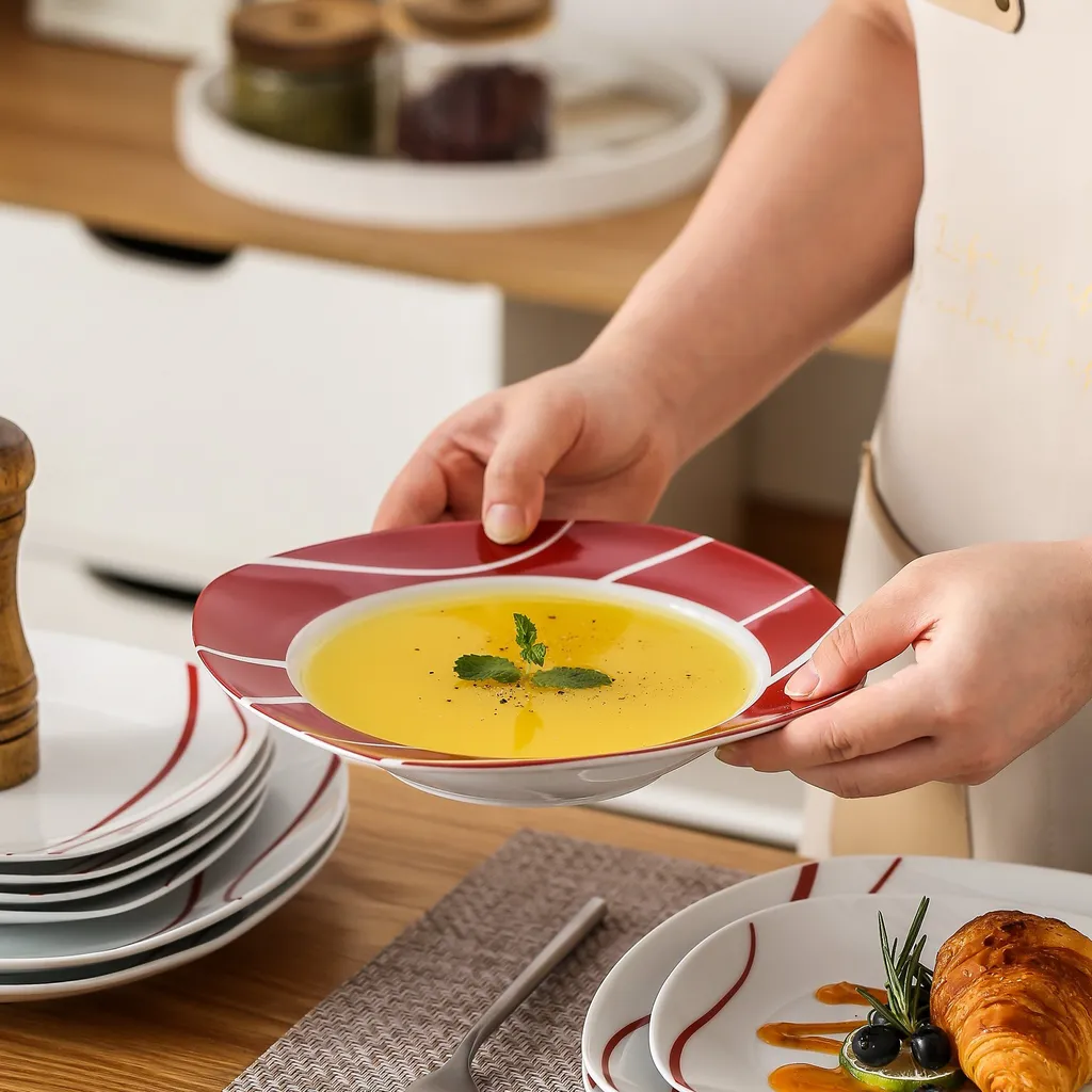 MALACASA, Serie Felisa, 36 Tlg. Set Porzellan Geschirrset Tafelservice Mit 12 Speiseteller, 12 Dessertteller, 12 Suppenteller Für 12 Personen – Bild 4