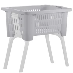 Deuba Wäschekorb Klappbare Standfüße Tragegriff 38L Badezimmer Wäschesammler Waschbehälter Aufbewahrungskorb Kunststoff, Farbe:braun