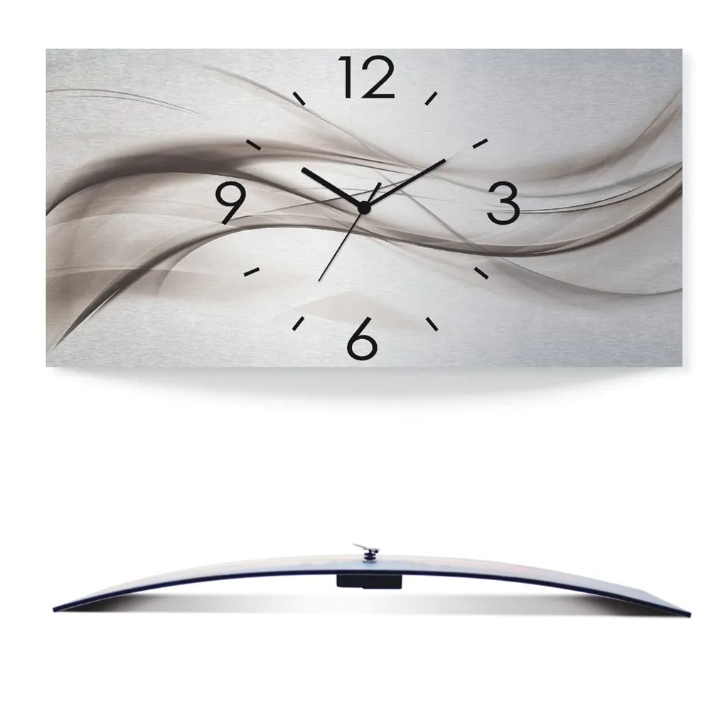 ARTland Wanduhre, Gebogen Funkuhr - Schwarzer Zeiger Abstraktes Design - Schöne Welle Größe: 60x30 Cm