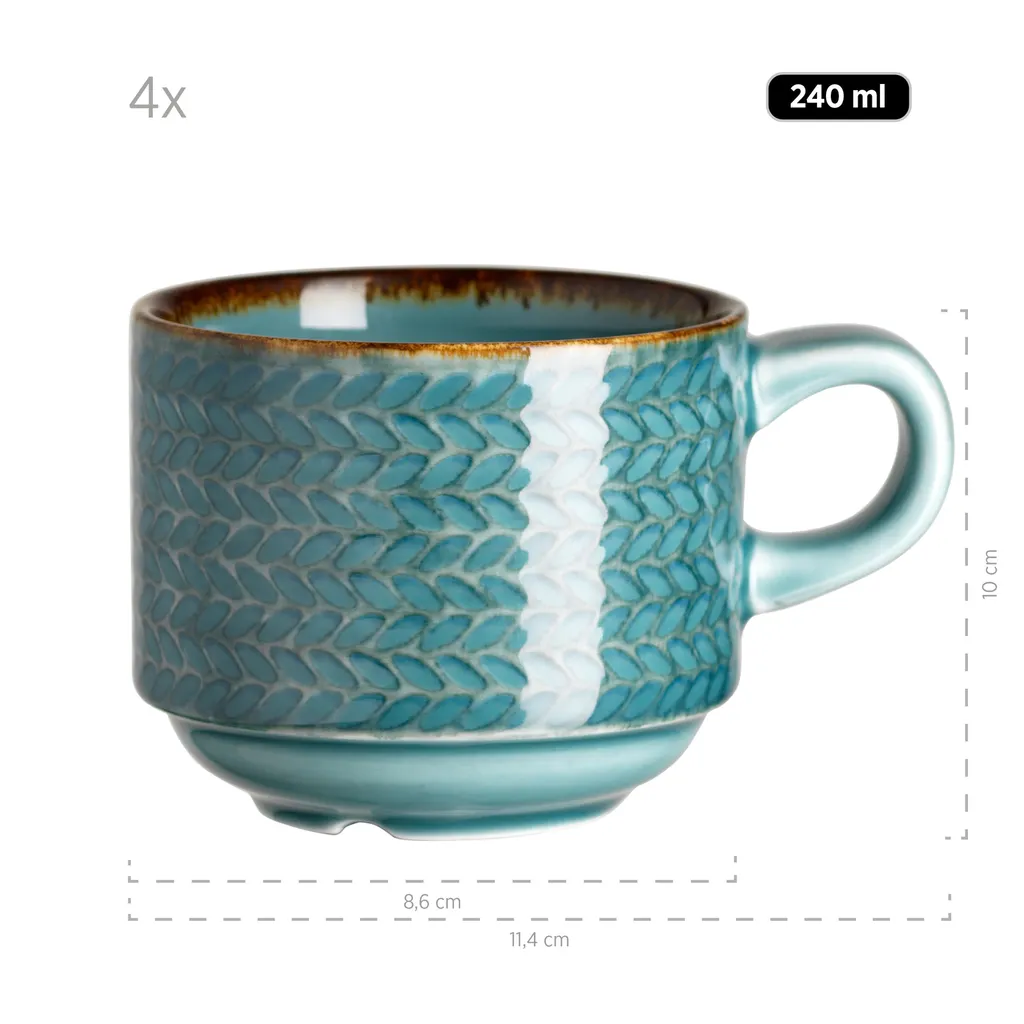 Maeser Mäser 931942 Kaffeeservice Prospero Für 6 Personen, Porzellan, Blau (1 Set, 12-teilig) – Bild 2