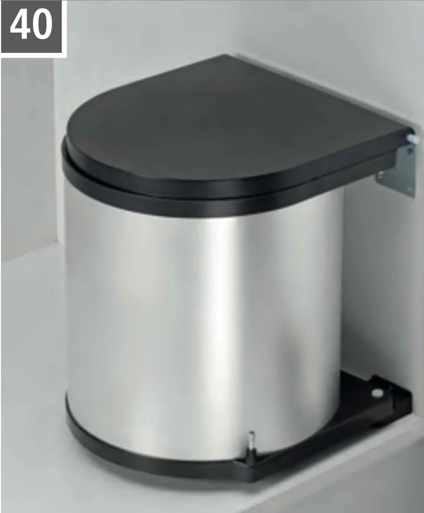 Wesco Rondo Einbaumülleimer - Rund, Silber, Fassungsvermögen 15 Liter