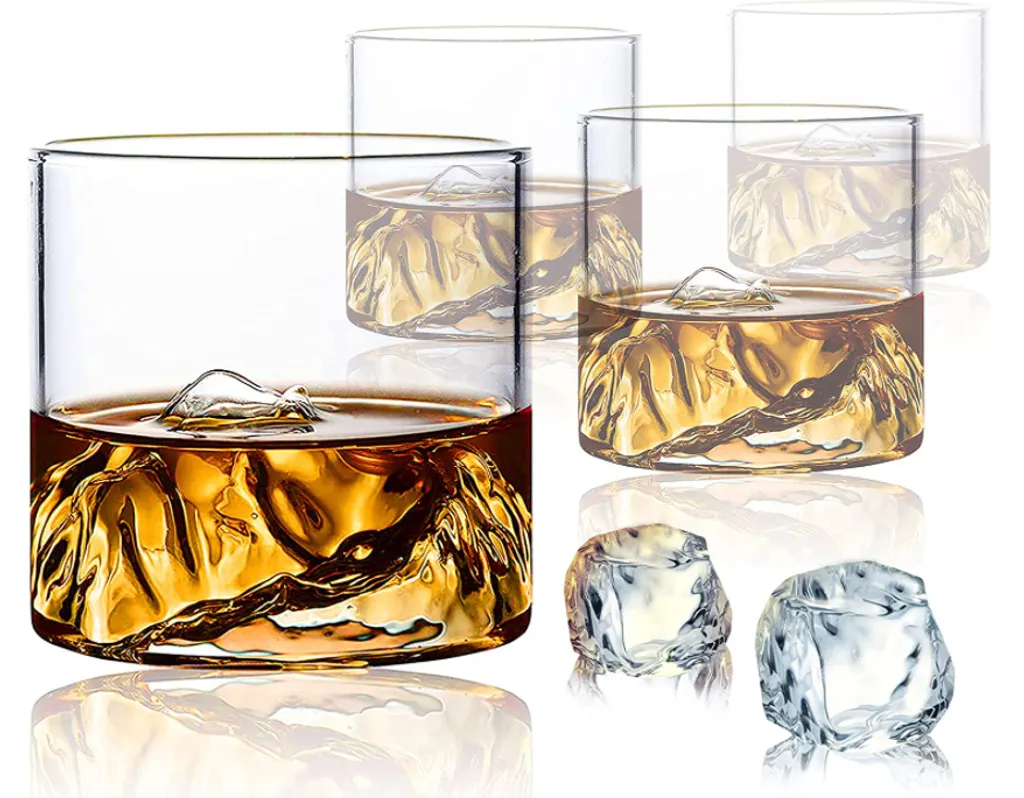 Jefety 4 Stk/Set 200ml Mountain Whiskygläser Whiskey Glasses Set,für Scotch Und Whisky Liebhaber,Geschenk Für Männer, Vatertagsgeschenk