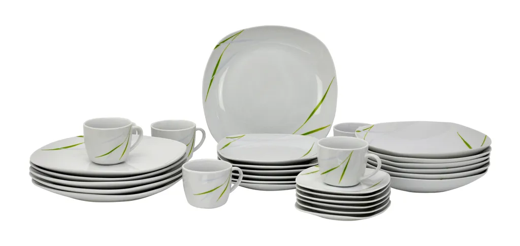 Van-Well Kombiservice Aviva 30tlg. Weiß Mit FarbigemNachbildung Für 6 Personen