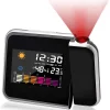 Mmgoqqt Projektionswecker, LCD-Projektions-Digitalwecker, 2 7 Gute Batterien, LCD-Farbbildschirmbeleuchtung, Digitaler Schlummerwecker, Mit Temperaturanzeige, Hygrometer, Innentemperatur, Wecker, Uhrzeit, Datumsanzeige