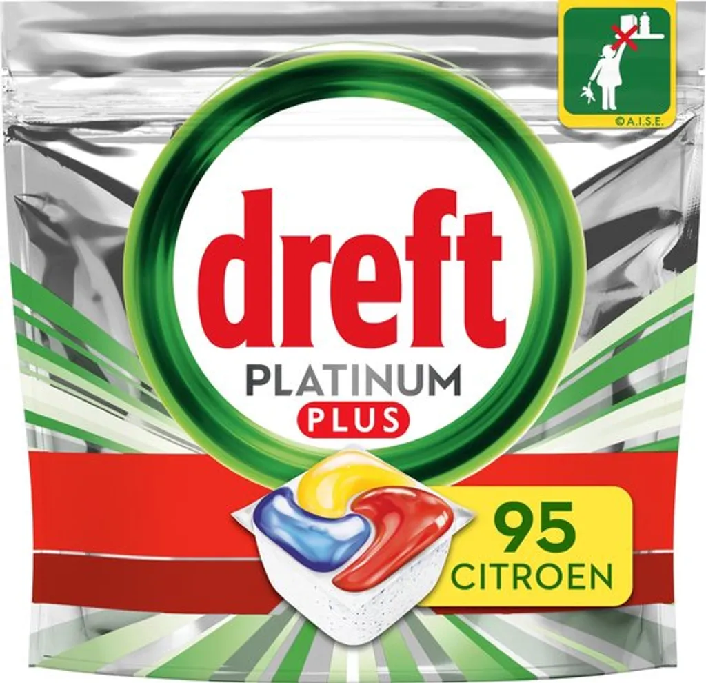 Groen Dreft Dreft Platinum Plus All In One Lemon - 95 Stück - Vorteilspack - Geschirrspültabs