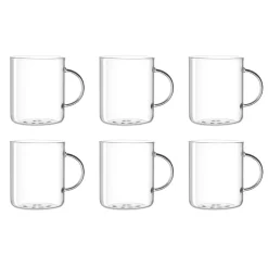 LEONARDO 030537 Novo Teeglas Mit Henkel, Borosilikatglas, 570 Ml, 10,3 Cm, Klar (6er Pack)