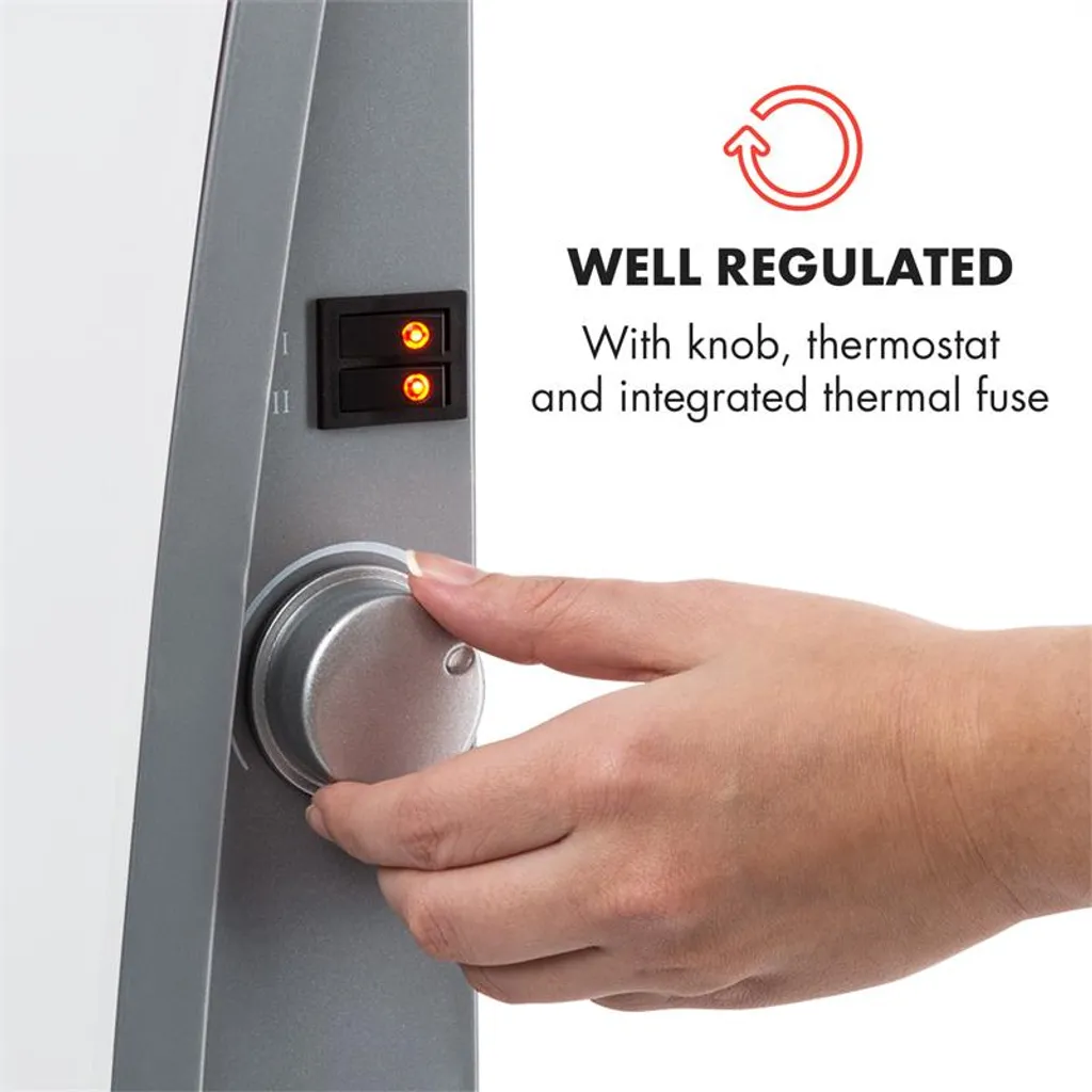 Klarstein Gotland Konvektorheizung 600/900/1500W Glasfront Standgerät Weiß – Bild 3