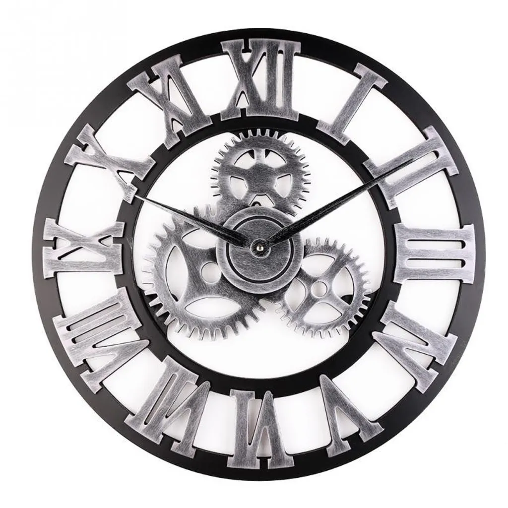 LOZAYI Industrial Gear Wanduhr Dekorative Wanduhr Industrial Style Wanduhr , 40cm Silber