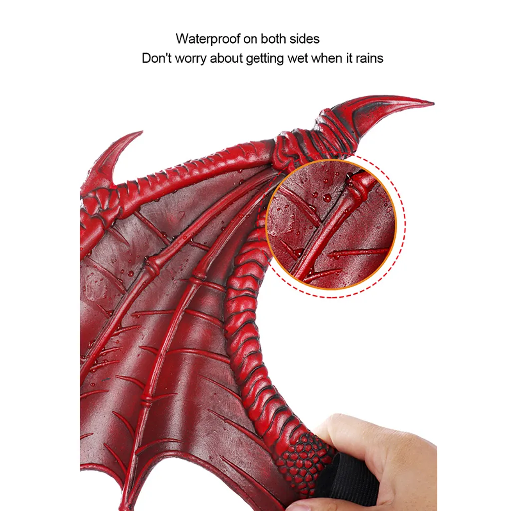 Baikuan Halloween Deko Kinder Karneval Karneval Party Kostüm, Kinder Drache Dress Up Set, Halloween Kostüm, Rot Set:Drachen Maske + Flügel + Schwanz – Bild 9