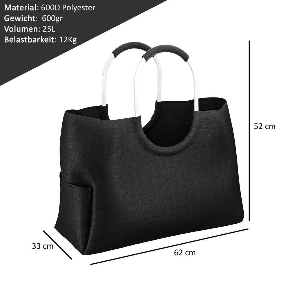 LOMOS Einkaufstasche Aus Wasserabweisendem Kunststoff In Schwarz, Größe L – Bild 2