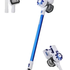 Monzana Akku Staubsauger 4 In 1 Kabelloser Handstaubsauger LED-Elektrobürste Beutellos Leise Starke Saugkraft Bis 40 Min, Farbe:weiß