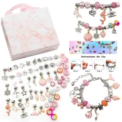 Stretoey 63er/set DIY Kristall Armband Bunt Kristall Perlen Schmuck Armbänder Handwerk Weihnachten Schmuck Weihnachtsgeschenk Für Erwachsene Und Kinder, Rosa Bastelsets