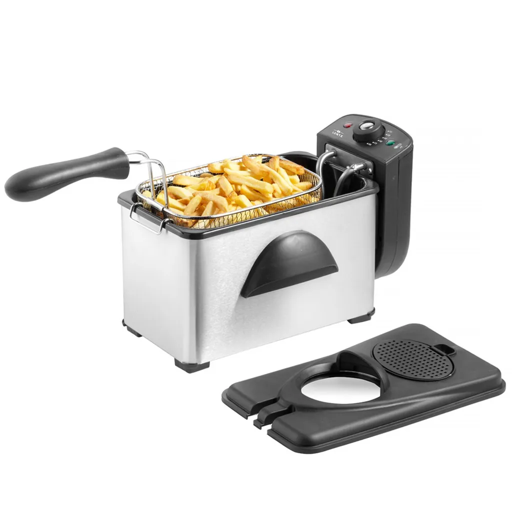 Lentz 3 Liter Edelstahl Kaltzonen-Fritteuse Mit Deckel Inkl. Fritierkorb 2000 Watt Friteuse – Bild 2