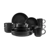 Maeser Mäser 931961 Kombiservice Alenia Für 4 Personen, Steinzeug, Schwarz (1 Set, 16-teilig)