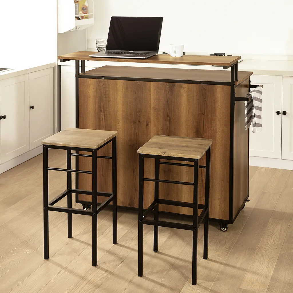 SoBuy KNL02-PF Design Küchenwagen Mit Arbeitsplatte Kücheninsel Küchenschrank Sideboard Auf Rollen Küchentrolley Vintage BHT Ca.: 113x106x69cm – Bild 2