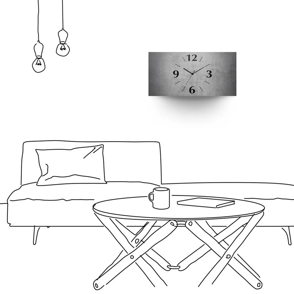 ARTland Wanduhr, Gebogen Quarzuhr - Schwarzer Zeiger Grauer Betonoptik Größe: 60x30 Cm – Bild 3