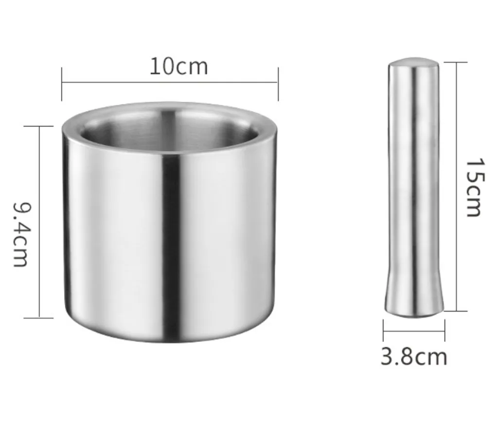 2er Set BAYLI Edelstahl Mörser Mit Stößel & Deckel - Massiver Gewürzmörser Für Die Küche - Bruchfeste Kräutermühle - Gewürzmühle Für Kräuter Und Gewürze - Tabletten Zerkleiner - Tablettenmörser – Bild 4