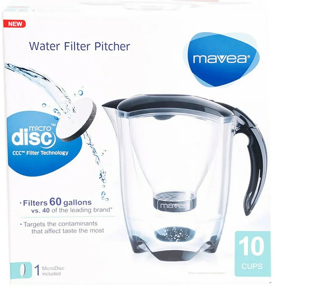 MAVEA Wasserfilter Pitcher 2,4 Liter Inkl.1 X Filter MicroDisc Kunststoff – Weiß / Schwarz – Bild 2