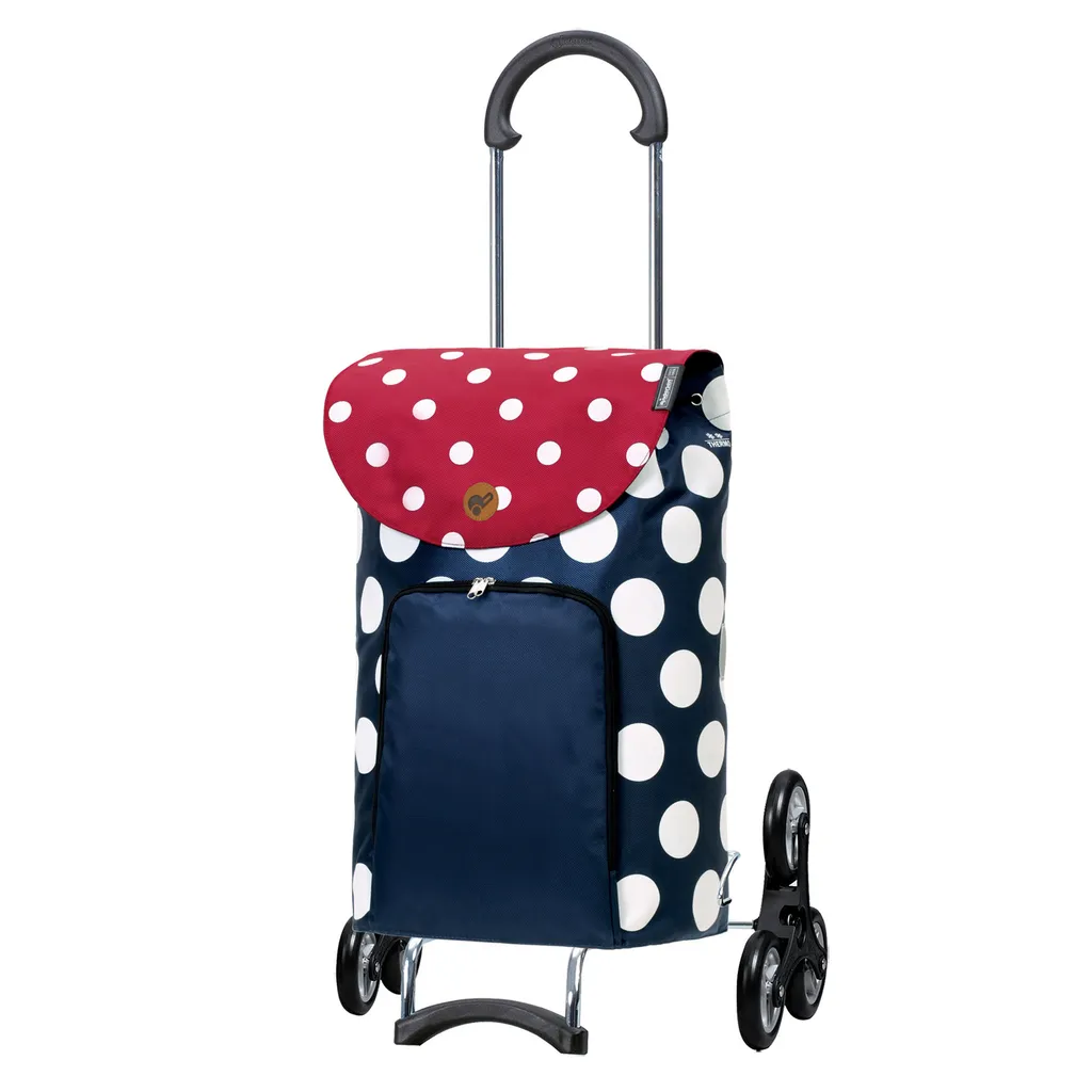 Andersen Shopper Treppensteiger Scala Stahl Mit Rad Ø 3 X 13cm Und 41 Liter Tasche Dots Blau Mit Kühlfach