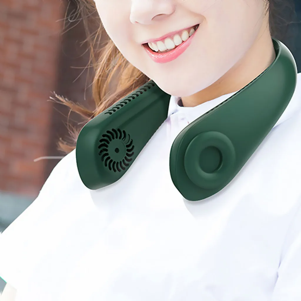 YisibaihTao Flexibler Halsventilator, Leiser Blattloser Sportventilator, USB Drehbarer Nackenkühler Zum Aufhängen Für Outdoor Sportarten, Weiß – Bild 5