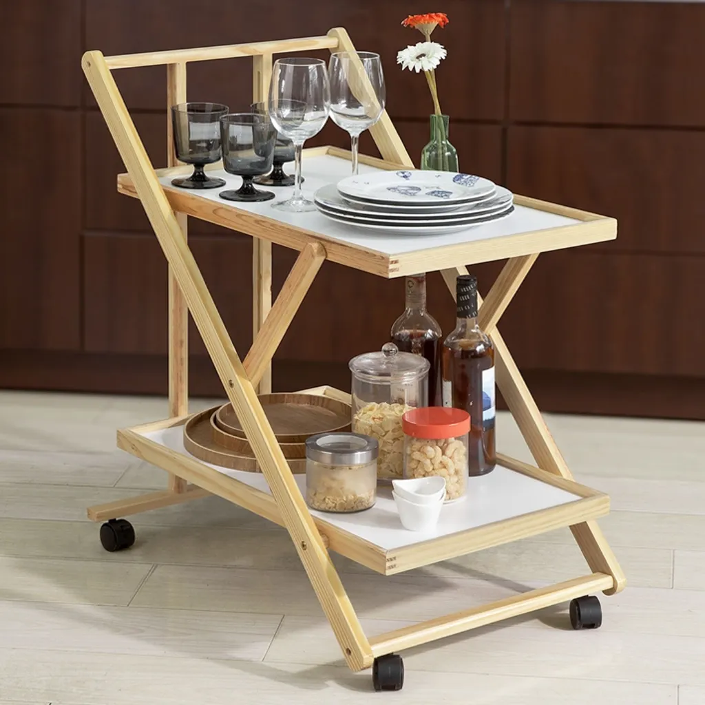 SoBuy® Servierwagen,Beistellwagen,Küchenwagen,zusammenklappbar,FKW52-WN