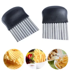 Jormftte 2 PCS Pommes Wellenmesser, Edelstahl Kartoffelschneider, Pommesschneider Pommes Frites Schneider Kartoffel Wellenschneider, Obst Gemüse Salat Schneider Werkzeug