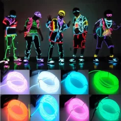 Zkaka Glühen EL Draht Kabel LED Neon Weihnachten Tanzparty DIY Kostüme Kleidung Leuchtende Auto Licht Dekoration Kleidung Ball Rave 5m (Leuchtendes Grün)