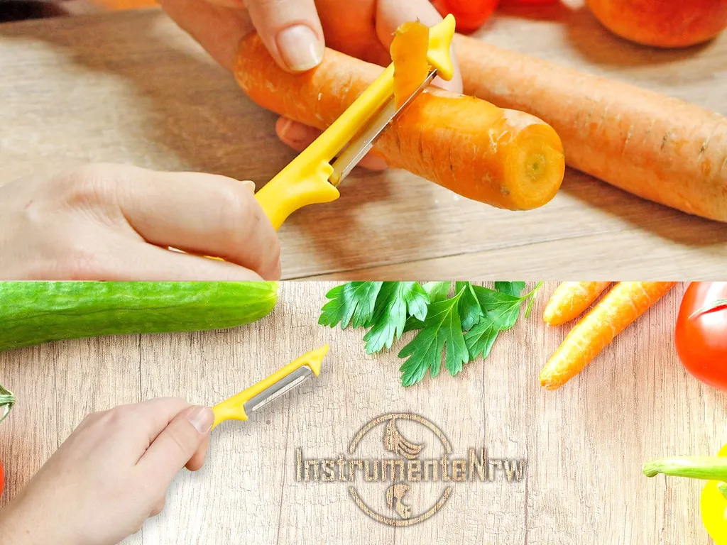 InstrumenteNRW Sparschäler 2er Set Schäler Obst Gemüse Mit Rostfreier Scharfer Pendelklinge Universalschäler Für Rechts Und Linkshänder Allzweckschäler Zum Schälen Von Obst Gemüse Spülmaschinen Geeignet Gelb – Bild 4