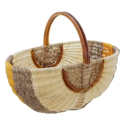 Frank-Flechtwaren Einkaufskorb 'Orange/Natur' Füllkorb Flechtkorb Natur Bügel Einkauf Flaschen