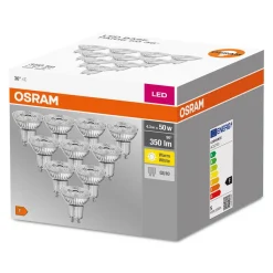 OSRAM LED Base PAR16, LED-Reflektorlampe Mit GU10-Sockel, Nicht Dimmbar, Ersetzt 50 Watt, 36° Ausstrahlungswinkel, Warmweiß - 2700 Kelvin, 10er-Pack
