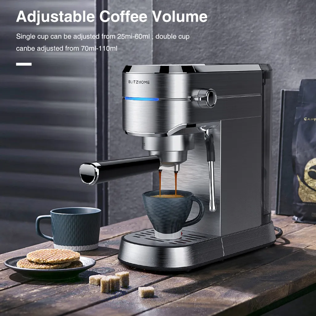 BlitzHome Espresso Maschine Kaffeemaschine Cappuccinomaschine Milchaufschäumer Espressomaschinen – Bild 2