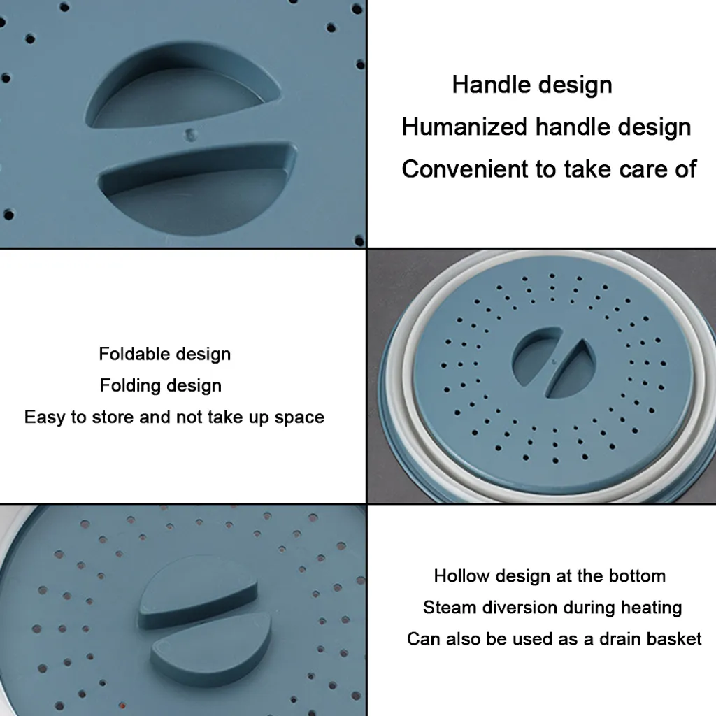 Mmgoqqt Faltbare Mikrowellen-Abdeckplatte Für Lebensmittel, Belüftet, Faltbar, Spritzwassergeschützt, Mikrowellen-Spritzschutz, BPA-freies Silikon & Kunststoff Und Spülmaschinenfest ,Ink-blue Colour – Bild 8