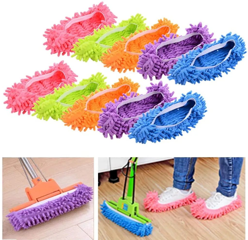 Jormftte Mop Schuhe Set, 5 Paare Mop Slippers Weiche Waschbare Wiederverwendbare Mikrofaser Fuß Socken Boden Reinigungs Werkzeug Schuh Abdeckung – Bild 4