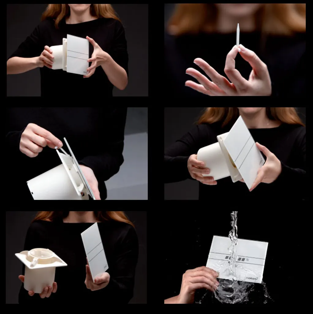 Cata Bad Glas Dunstabzugshaube 150mm Weiß Feuchtetemperaturanzeige – Bild 7