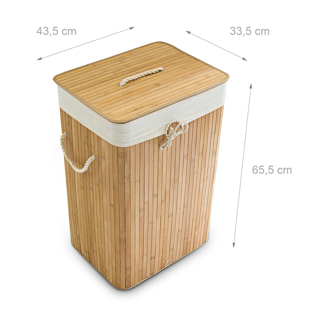 Relaxdays Wäschekorb Bambus Eckig – Bild 4
