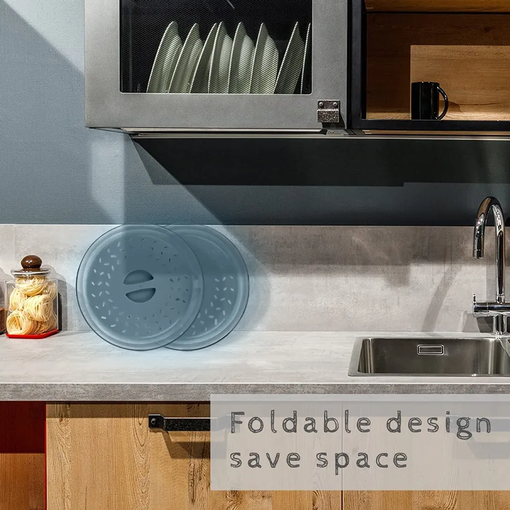 Mmgoqqt Faltbare Mikrowellen-Abdeckplatte Für Lebensmittel, Belüftet, Faltbar, Spritzwassergeschützt, Mikrowellen-Spritzschutz, BPA-freies Silikon & Kunststoff Und Spülmaschinenfest ,Ink-blue Colour – Bild 9