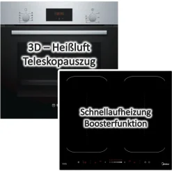 SET BOSCH Einbau-Backofen Mit Induktionskochfeld - Autark, 60cm