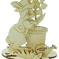 DeColibri Bastelset Basteln Kinder Erwachsene Holz Osterdeko "Hasenfamilie Gärtner"