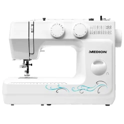 MEDION MD 18205 Freiarmnähmaschine / 60 Versch. Stichmuster/Knopfloch- & Einfädelautomatik/LED-Nählicht, Umfangreiches Zubehör/weiß