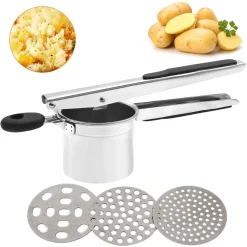 Jormftte Kartoffelpresse Aus Edelstahl, Spätzlepresse, Professionelle Spätzlechef Mit 3 Lochscheiben, Kartoffelpresse Für Kartoffelpüree, Obstsäfte, Gemüsebrei, Presse Ricer